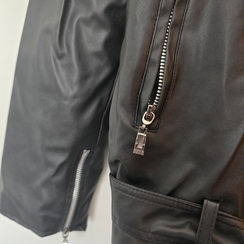 Men's Black Faux Leather Jacket - Picture 3 of 6